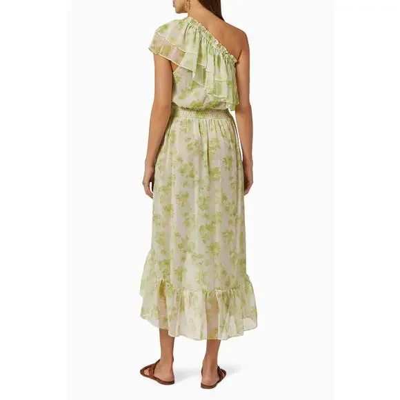 MISA Los Angeles LA Women's Midi Dress Rumi Blossom Printed Chiffon One Shoulder - Picture 2 of 6